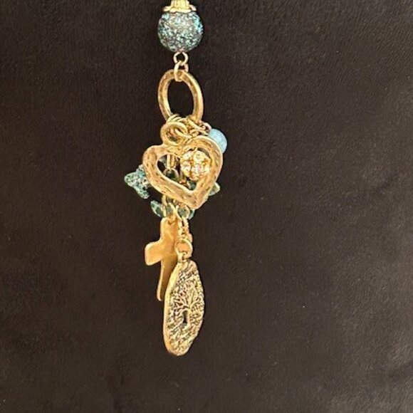 BOHO necklace with beads, cross and heart - Picture 3 of 5